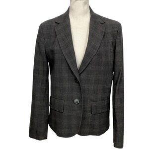 MAX MARA WEEKEND GREY PLAID SINGLE BREASTED NOTCHED LAPEL BLAZER - 10